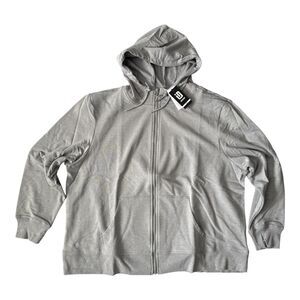 NWT ID Ideology Womens Full Zip Hoodie Sweatshirt Pockets Plus Size Gray & White